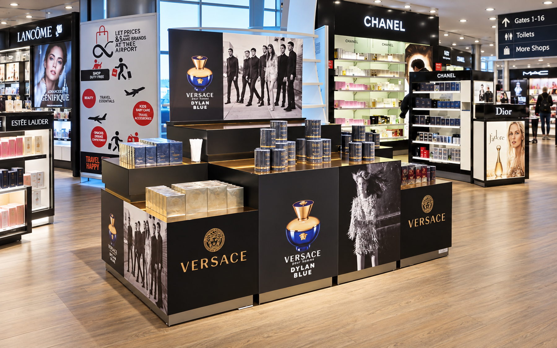 Illuminated fragrance presentation with counter and branded display