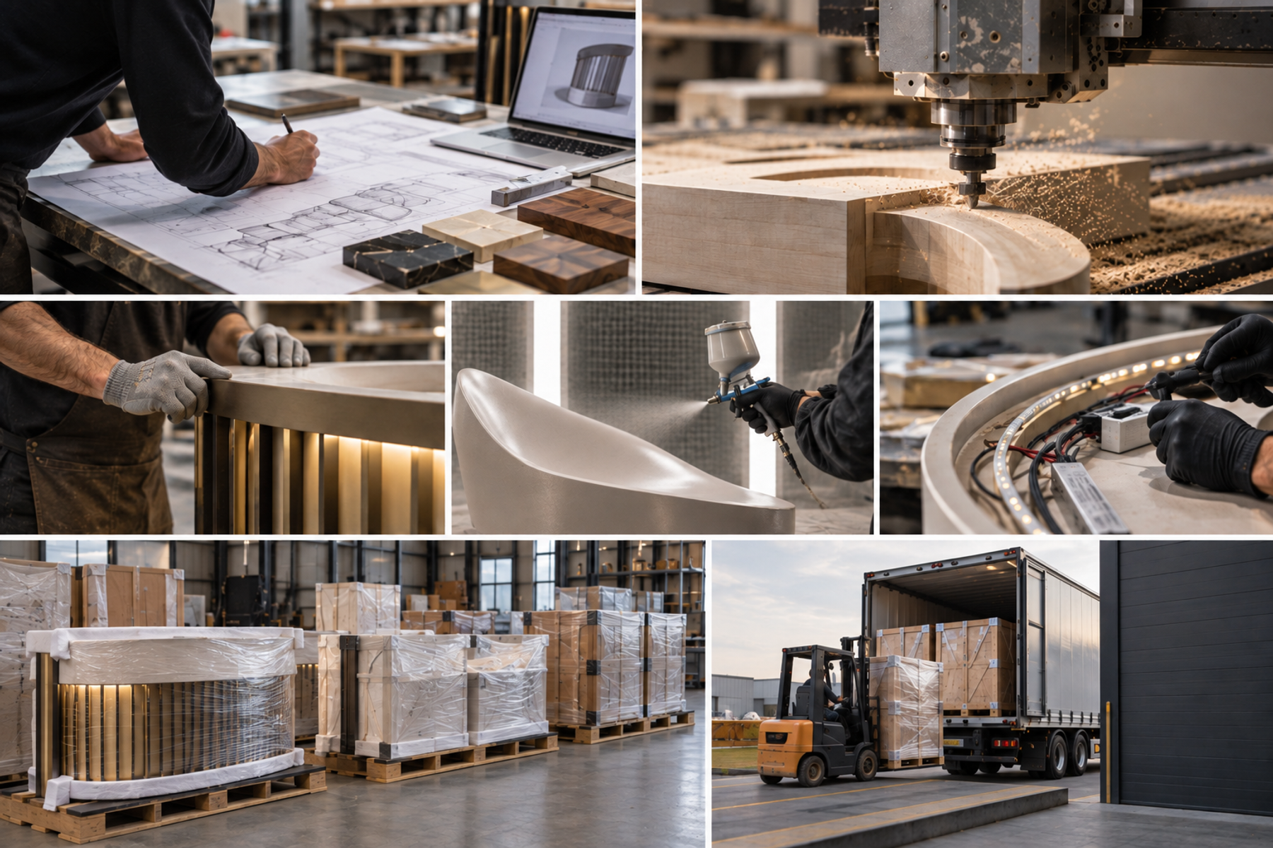 A repeatable series of retail displays in production