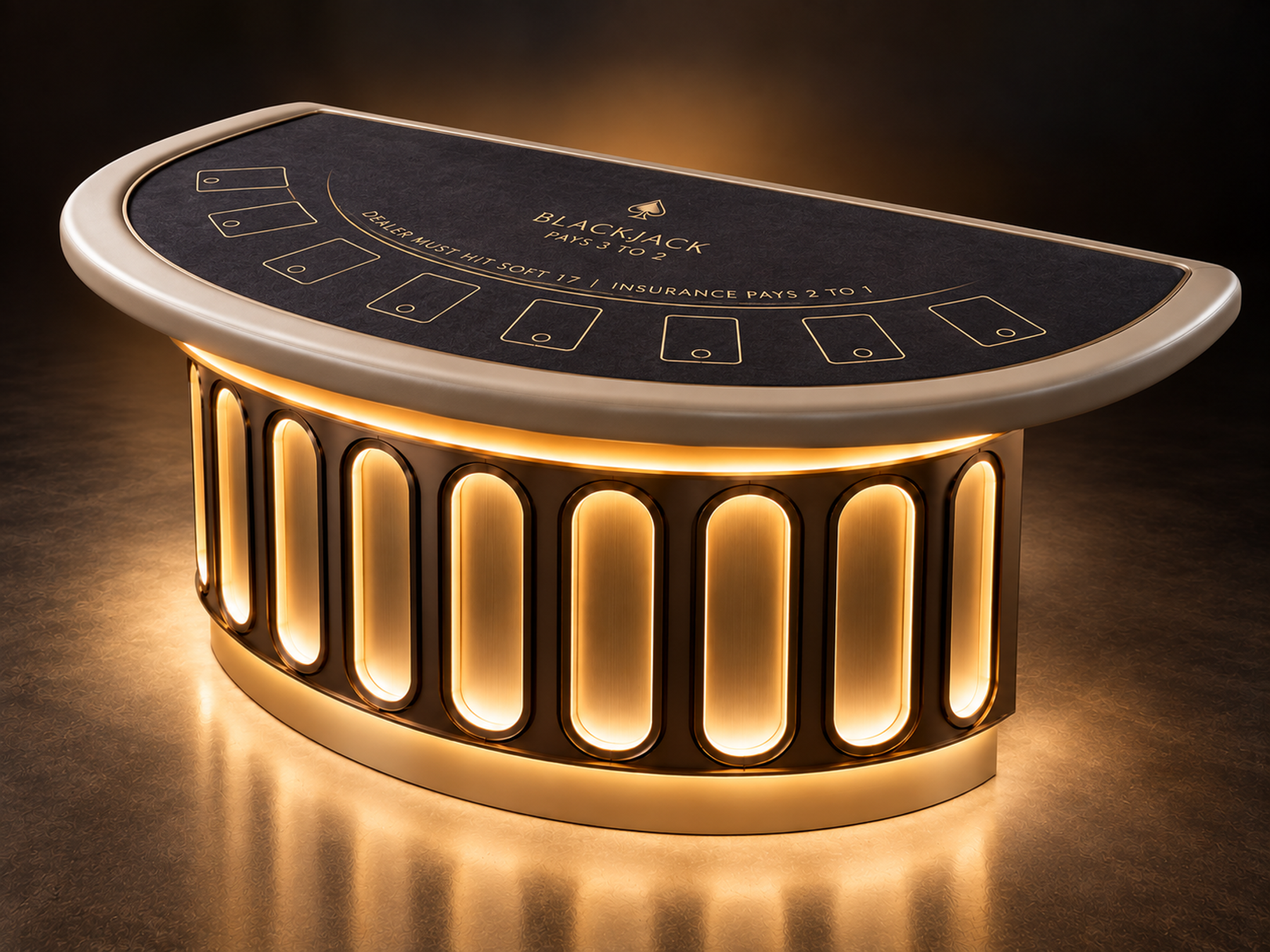 Custom roulette table and podium within an illuminated live studio