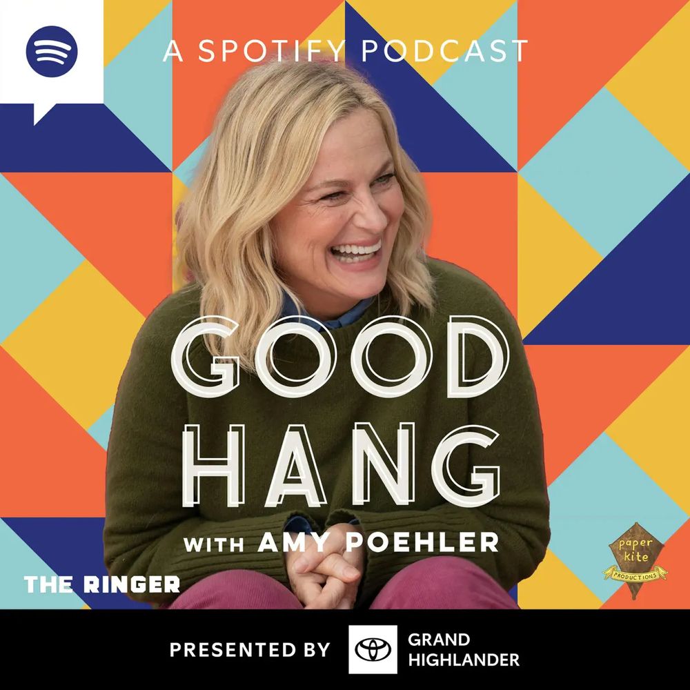 Podcast cover for "Good Hang with Amy Poehler" shows a laughing Amy Poehler.