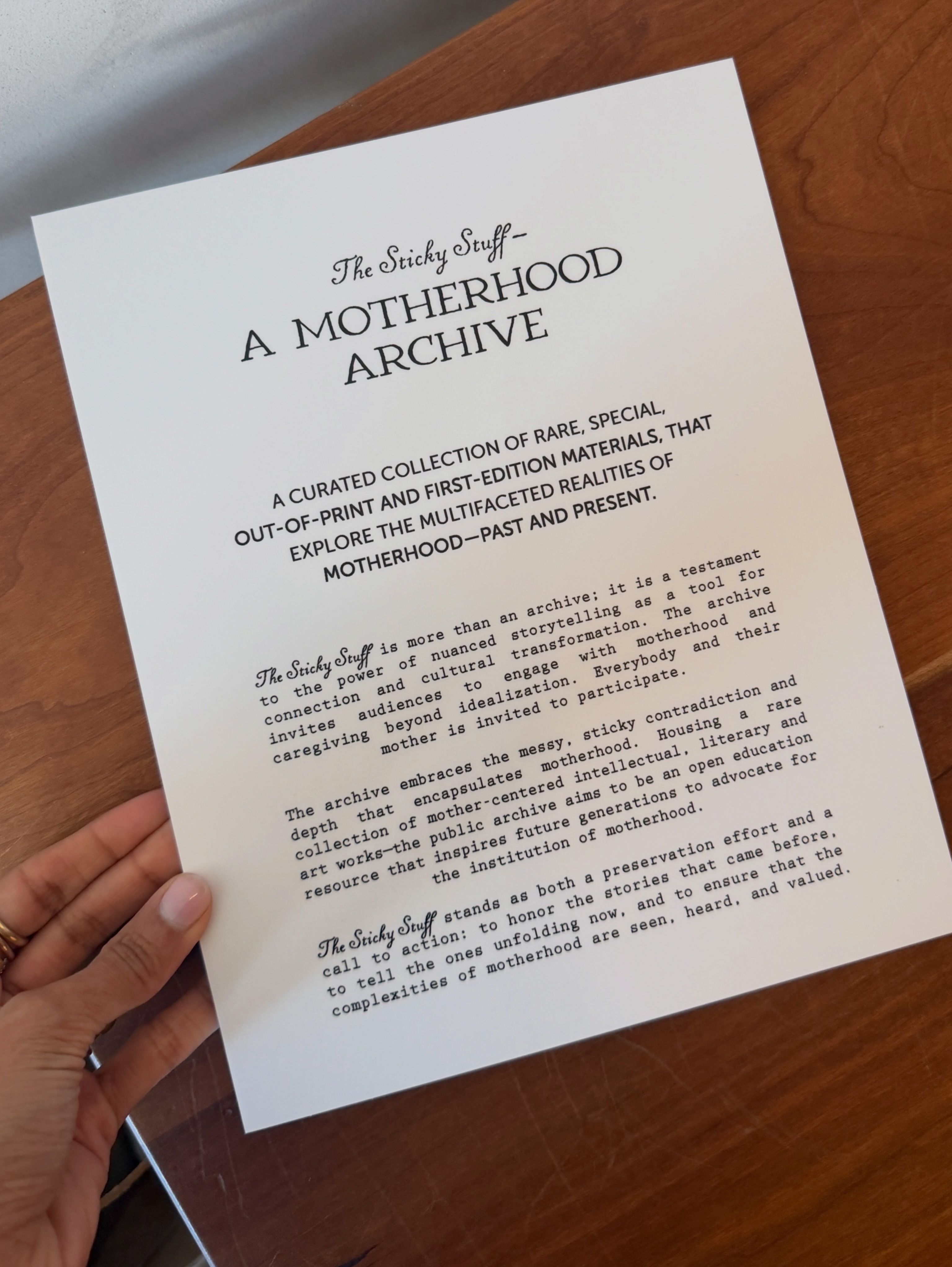 The Sticky Stuff: A Motherhood Archive at The Standard