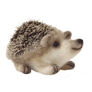 Felted toy hedgehog with spiky fur.