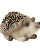 Felted toy hedgehog with spiky fur.