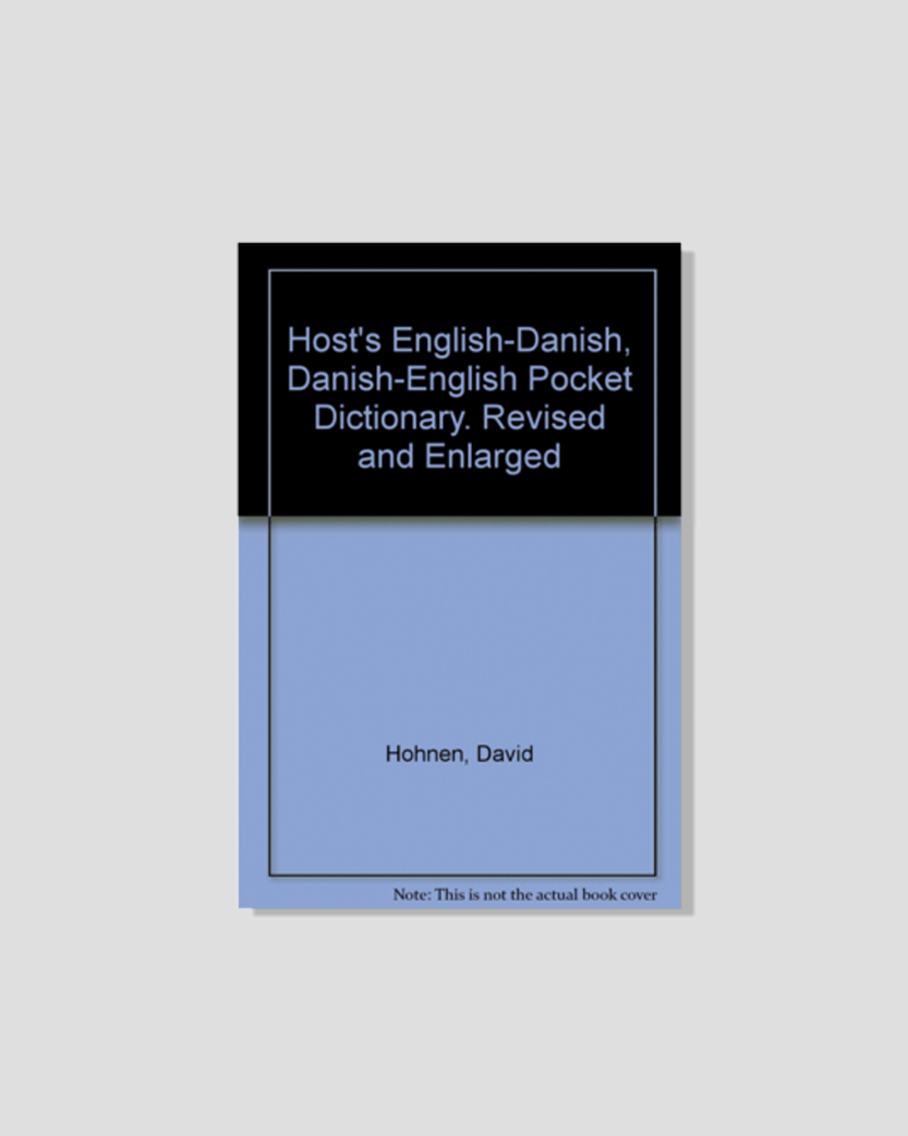 Placeholder cover for 'Host's English-Danish, Danish-English Pocket Dictionary. Revised and Enlarged' by David Hohnen, with a note that it's not the actual book cover.