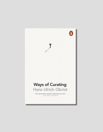 White book cover for "Ways of Curating" by Hans Ulrich Obrist, featuring a single nail and the Penguin logo.