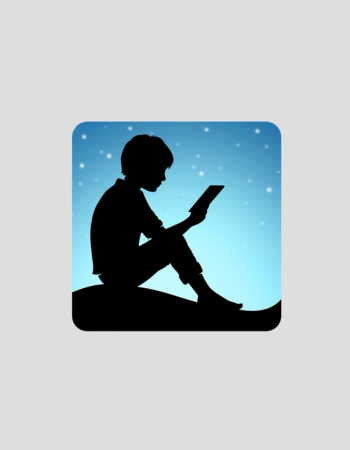 Silhouette of a person reading an e-reader under a starry blue sky.