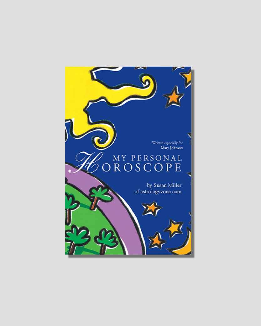 Cover for "Daily Astrology Zone by Susan Miller" featuring a blue starry night sky and a translucent blue astrological chart.
