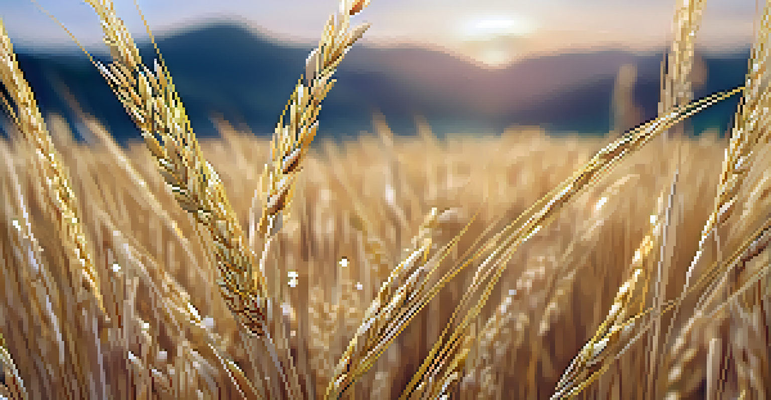 A close-up of a rice plant with golden grains, symbolizing enhanced nutritional content from CRISPR technology, set against a softly blurred rural landscape.