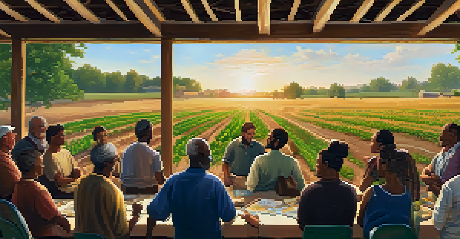 Farmers participating in a community meeting about climate adaptation strategies.