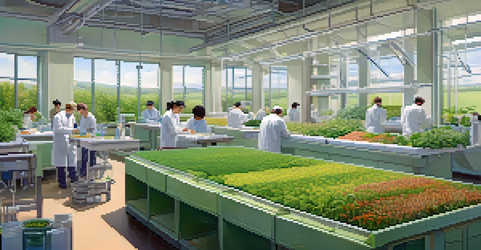 A split image showing a high-tech lab for synthetic ingredients on one side and a natural farm for plant-derived ingredients on the other.