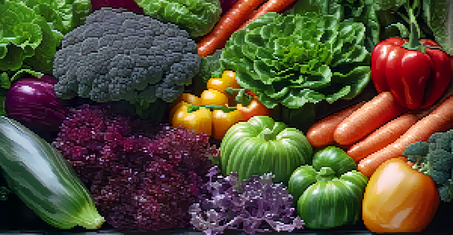 A close-up view of a rotating vertical garden showcasing colorful vegetables and leafy greens with water droplets.
