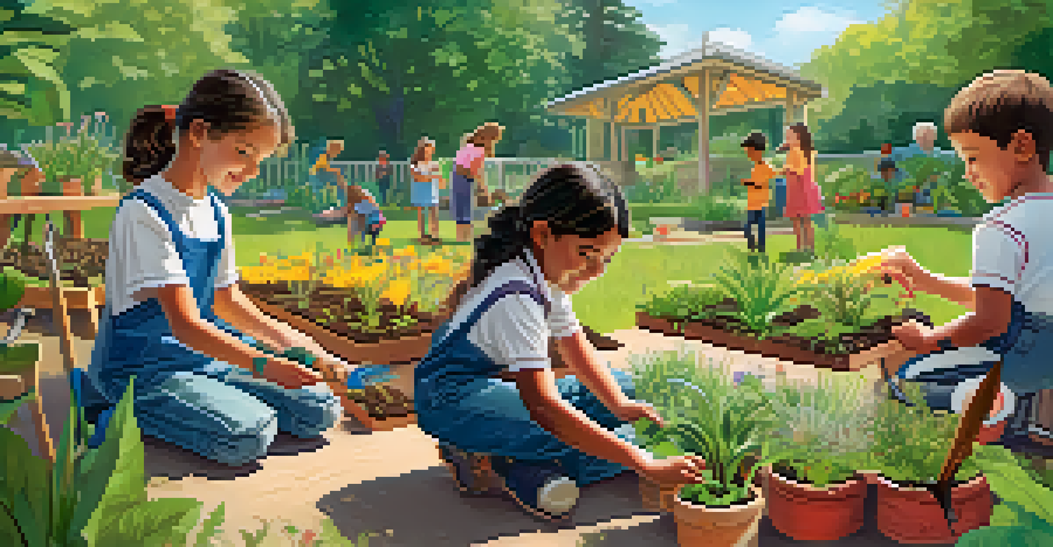 Children participating in a planting workshop in a botanical garden, engaging with native plants and learning about gardening.