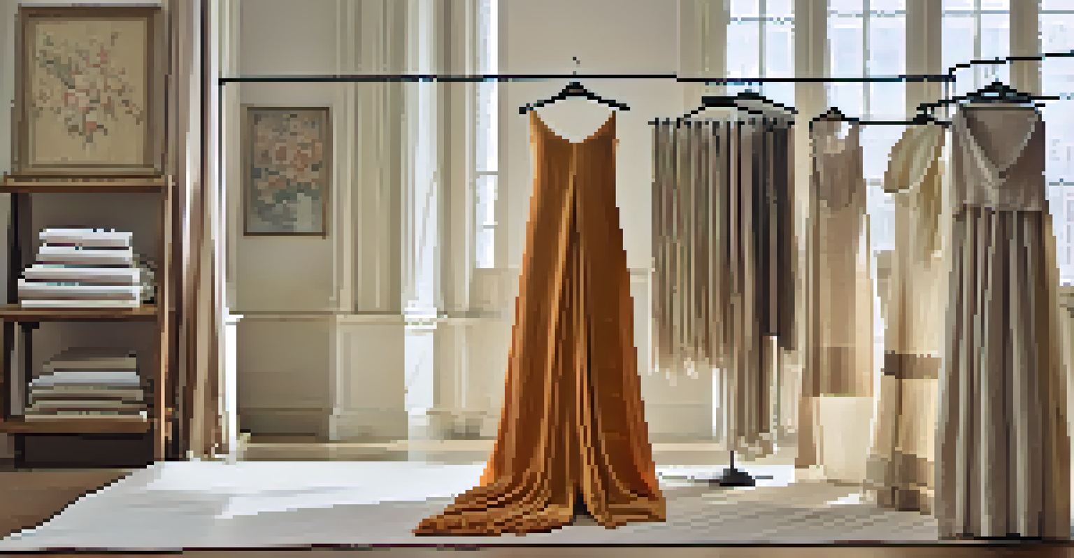 A display of garments made from linen, cotton, and ramie fabrics draped on a mannequin and table in a bright room with natural light.