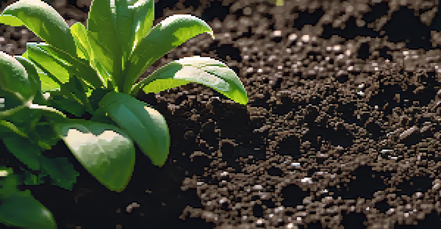 Close-up of healthy soil enriched with compost and cover crops, showing moisture retention.