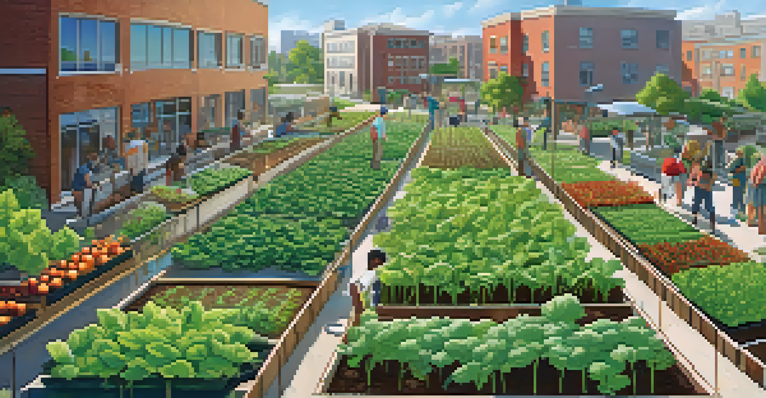 A community garden where people are working together to grow hydroponic crops in an urban setting.