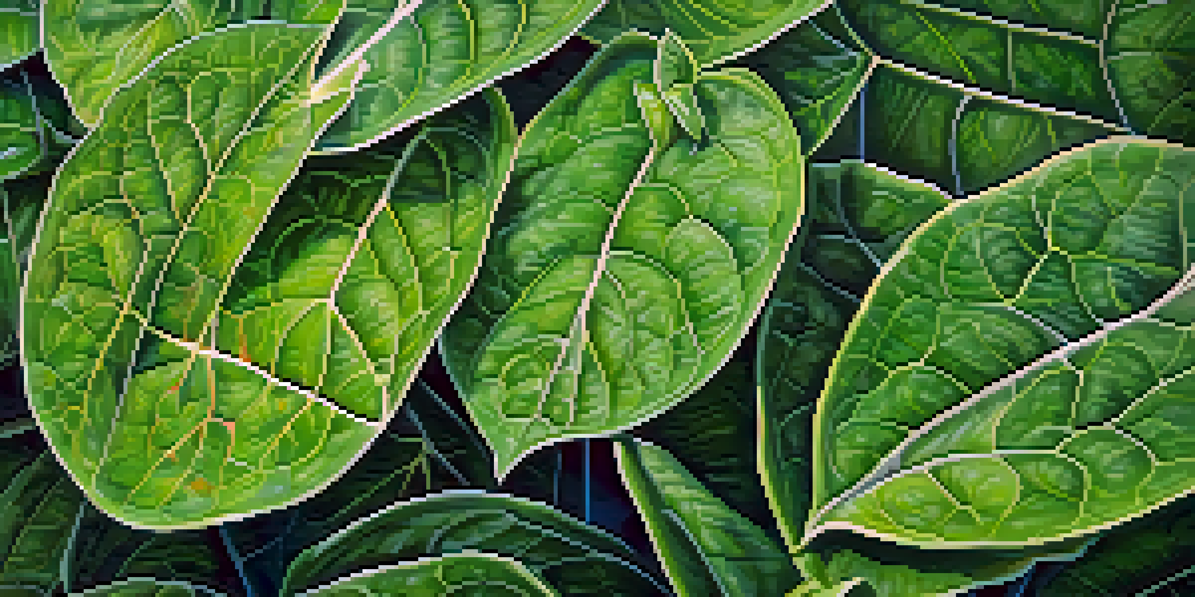 A close-up of healthy green leaves with tiny spider mites and webbing, highlighting the contrast between the plant and pests.