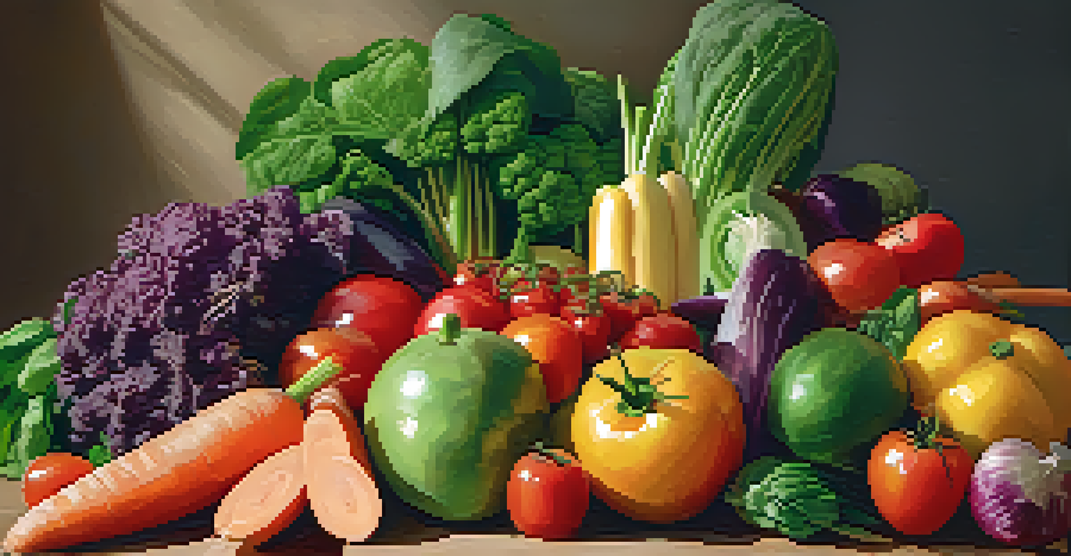 A colorful assortment of fruits and vegetables enhanced for better nutrition using CRISPR technology.