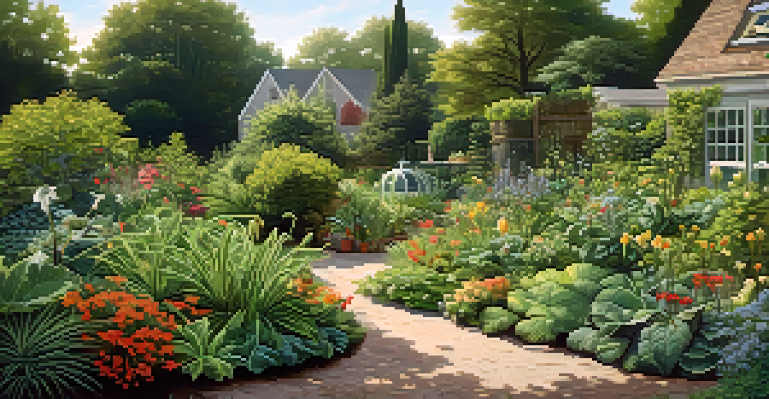 A garden scene displaying various plants with evidence of caterpillars and chewed leaves in a natural setting.