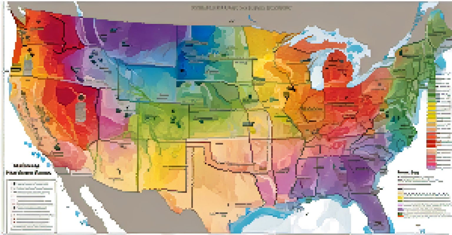 A colorful USDA Plant Hardiness Zone Map with labeled temperature ranges and illustrations of frost-tolerant plants.