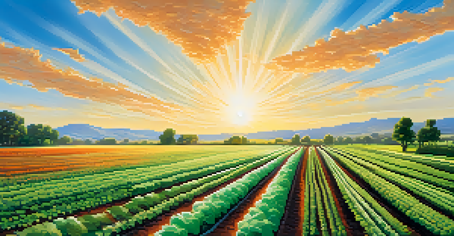 A colorful field of various crops under a bright blue sky, representing diversity in plant breeding.