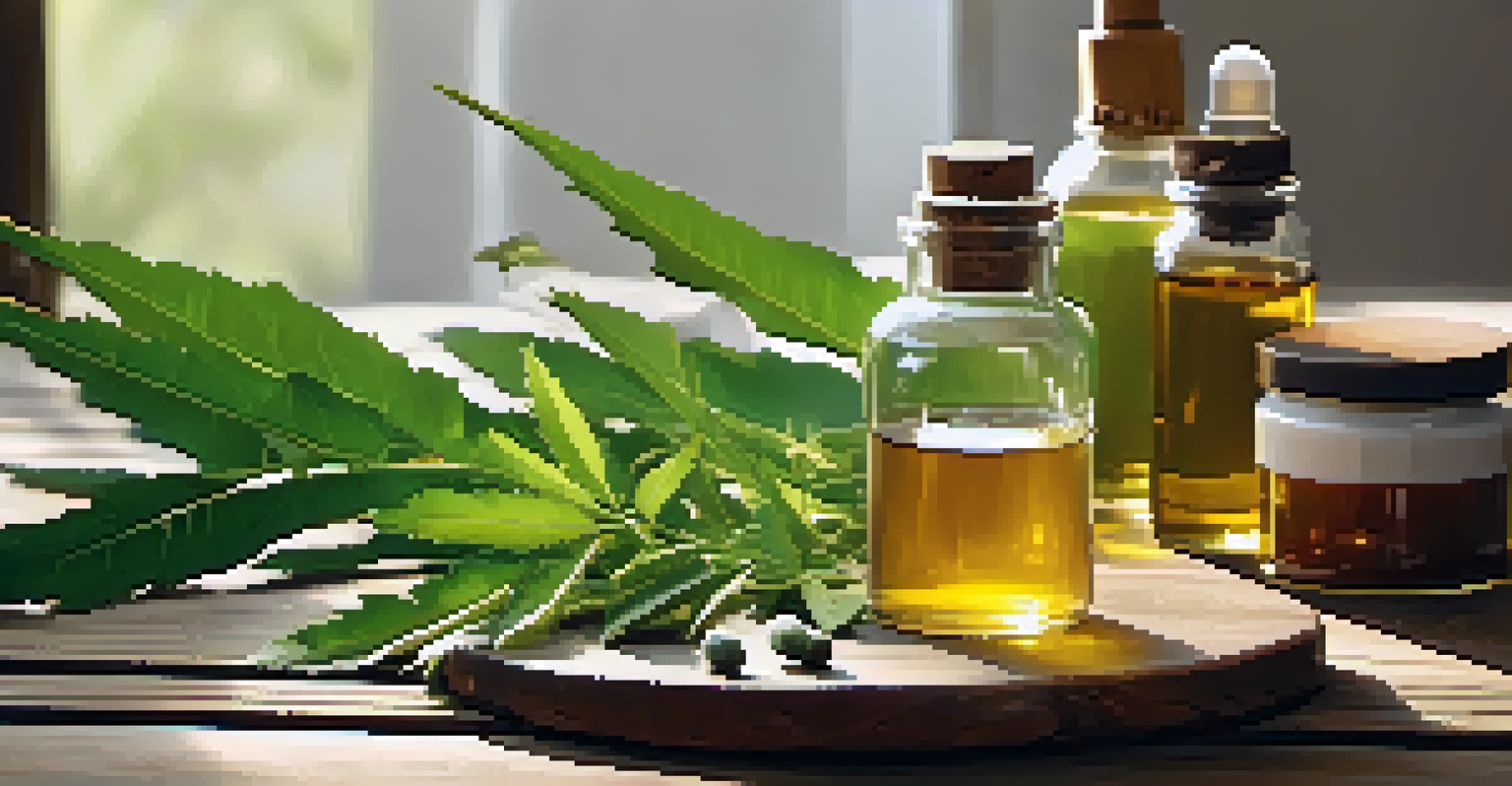 A collection of neem products including neem oil, fresh leaves, brewed tea, and skincare items on a wooden table, illuminated by soft sunlight.