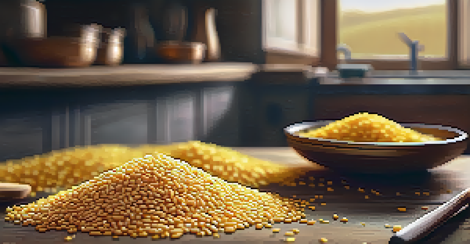 Close-up of Golden Rice grains, emphasizing their nutritional benefits and role in family meals.