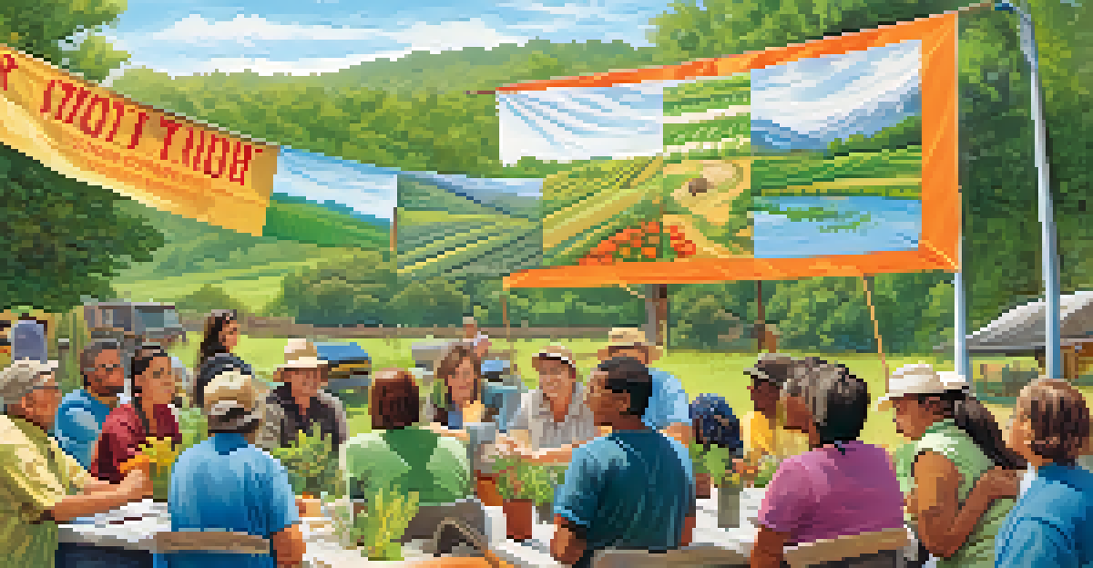 A diverse group of people at an outdoor workshop discussing sustainable agriculture and water conservation.