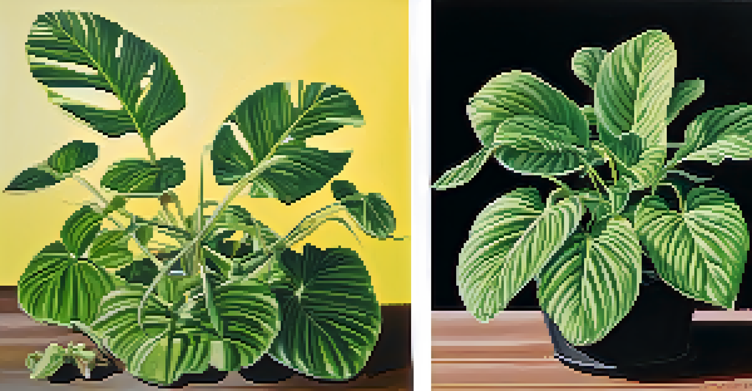 Comparison of a thriving plant and a wilted plant, highlighting the effects of brassinosteroids.