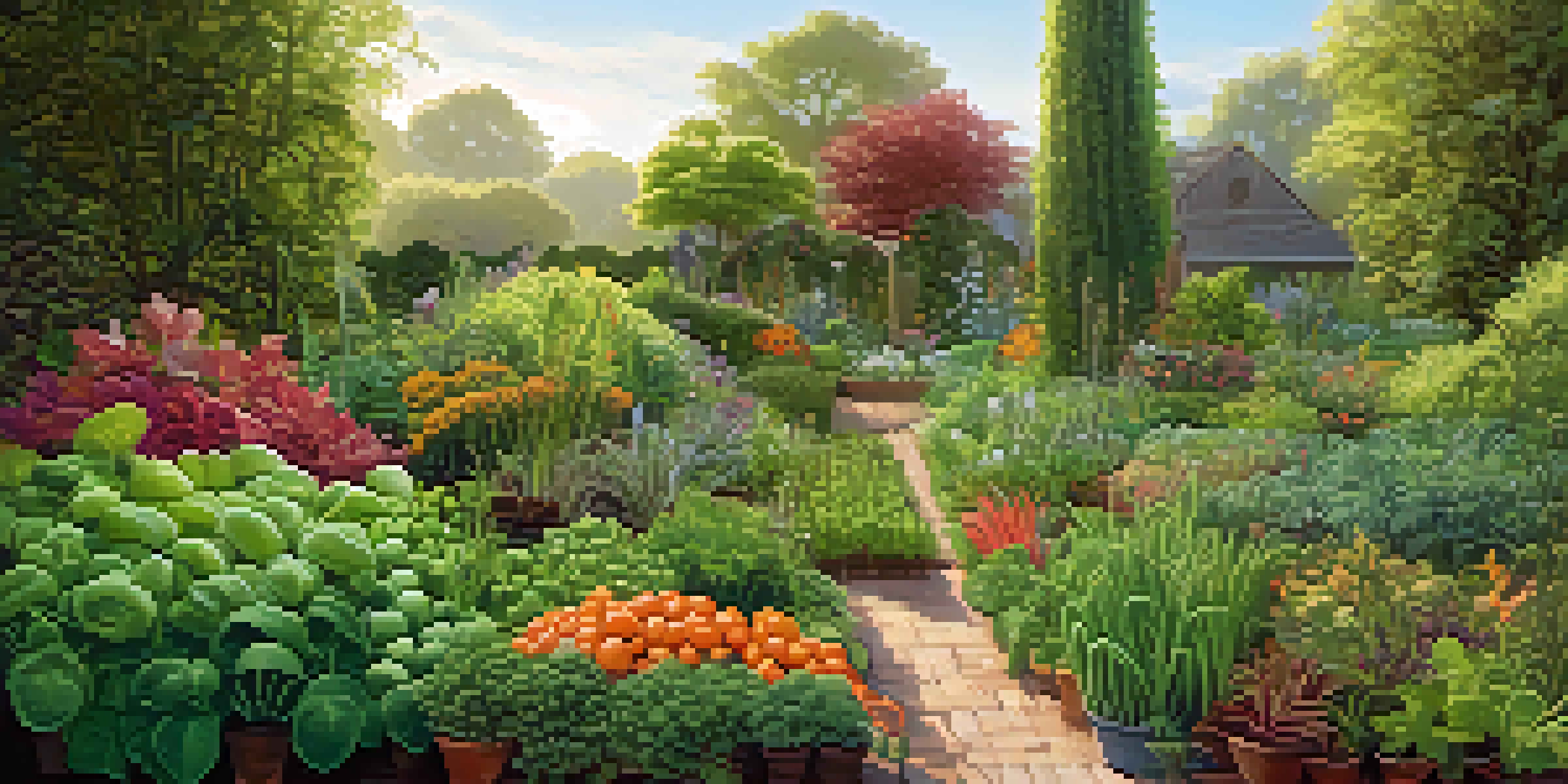 A colorful cold climate garden with peas and carrots growing together under morning light.