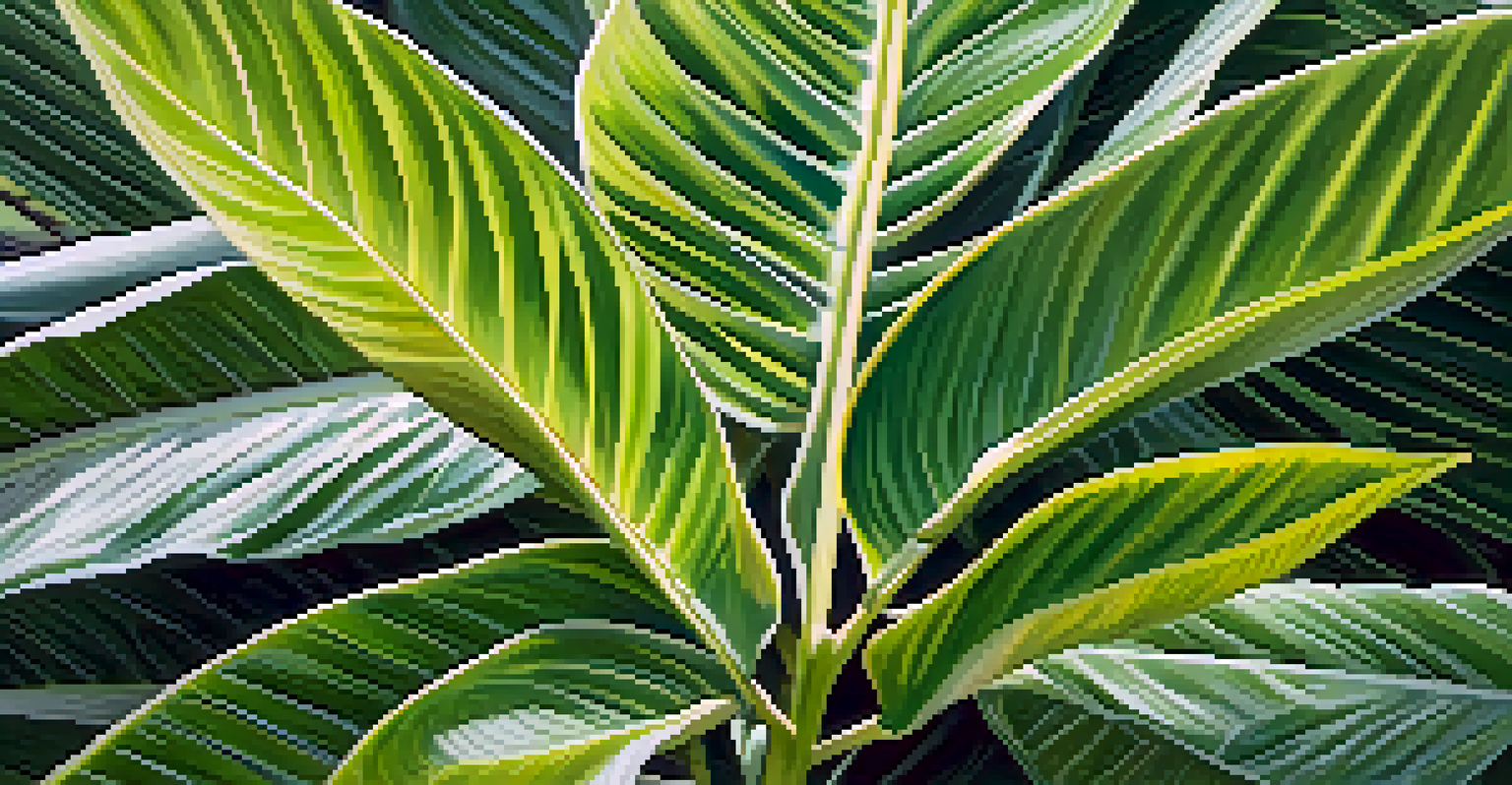 A close-up of a rare plant species with detailed leaf patterns, set against a blurred green background.