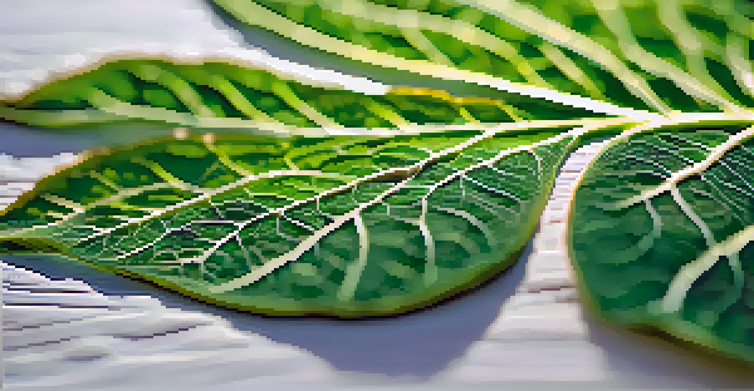 A detailed close-up of a green leaf showcasing its structure and sunlight filtering through it.