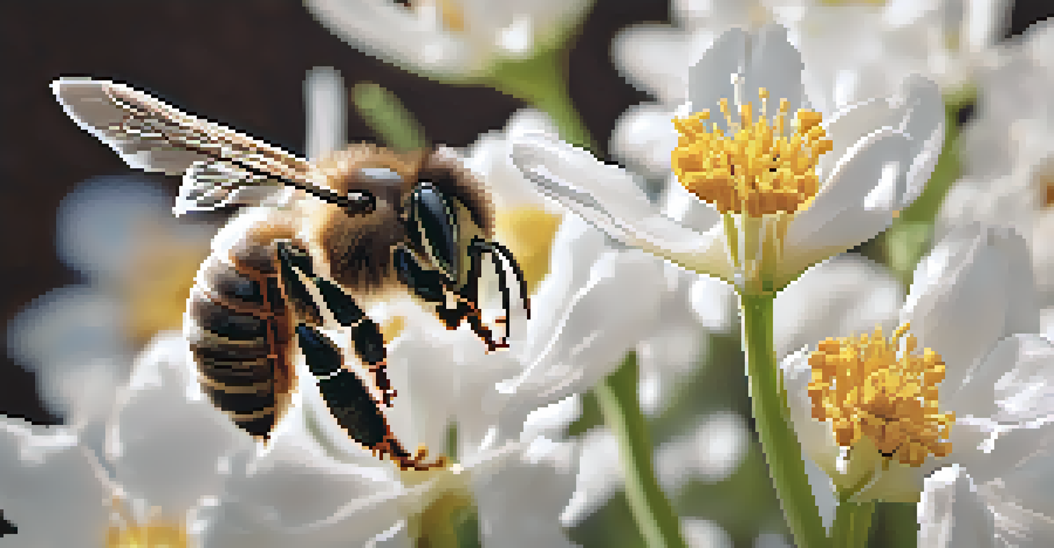 A close-up of a chocolate flower with a bee pollinating it, showcasing intricate details.
