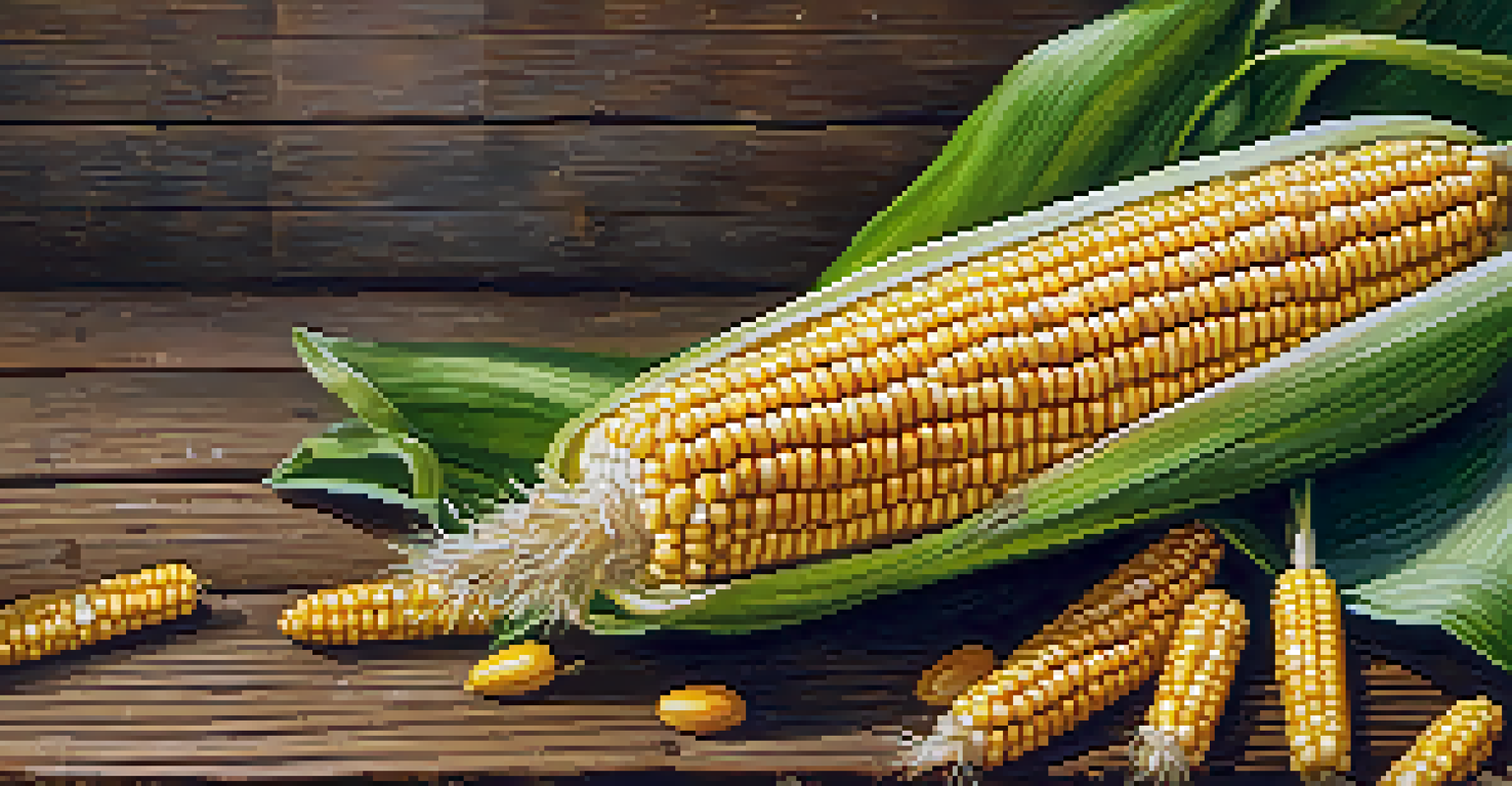 A close-up of a corn cob with golden kernels, showcasing the texture and water droplets.