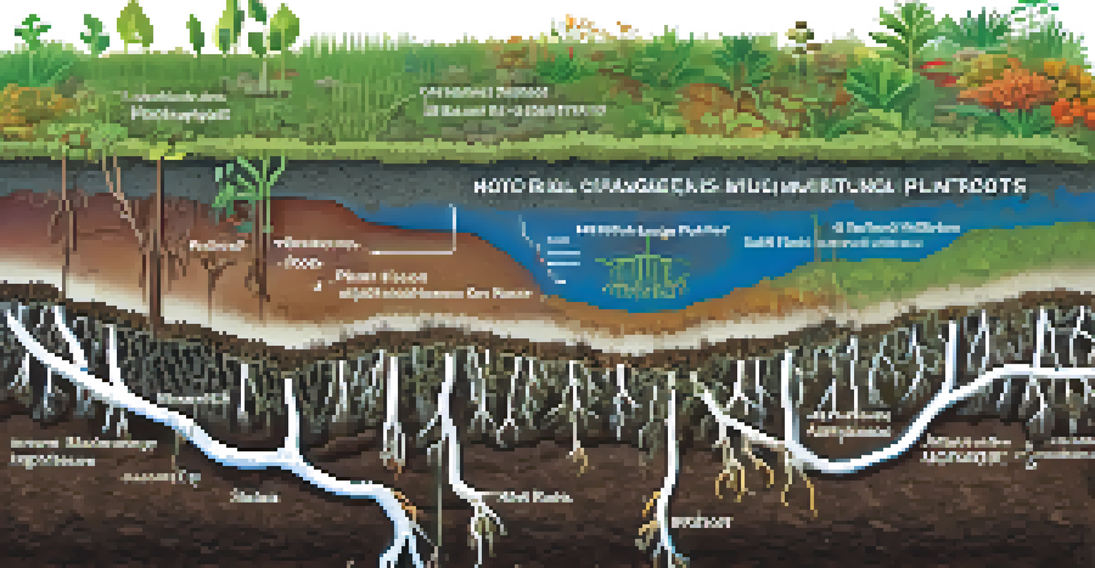 An infographic showing the relationship between mycorrhizal fungi and plant roots with nutrient exchange.