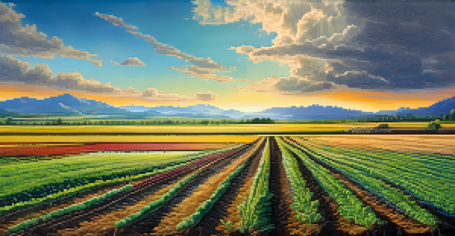 An agricultural field with healthy crops and a visual representation of mycorrhizal networks in the soil, promoting sustainable farming.