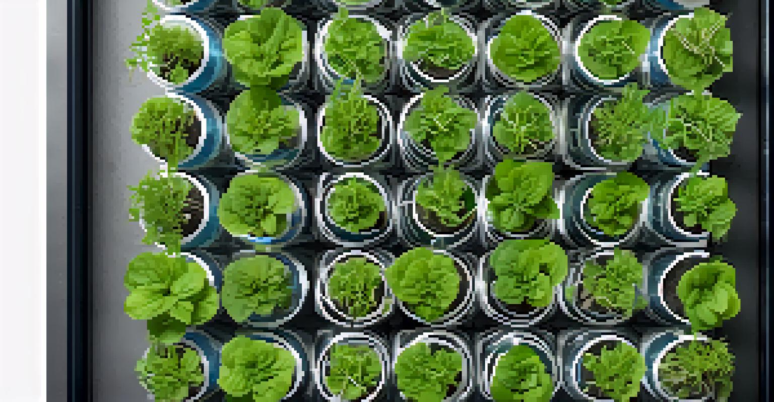 An overhead view of rockwool cubes with seedlings in a hydroponic system, showing roots in nutrient-rich water.