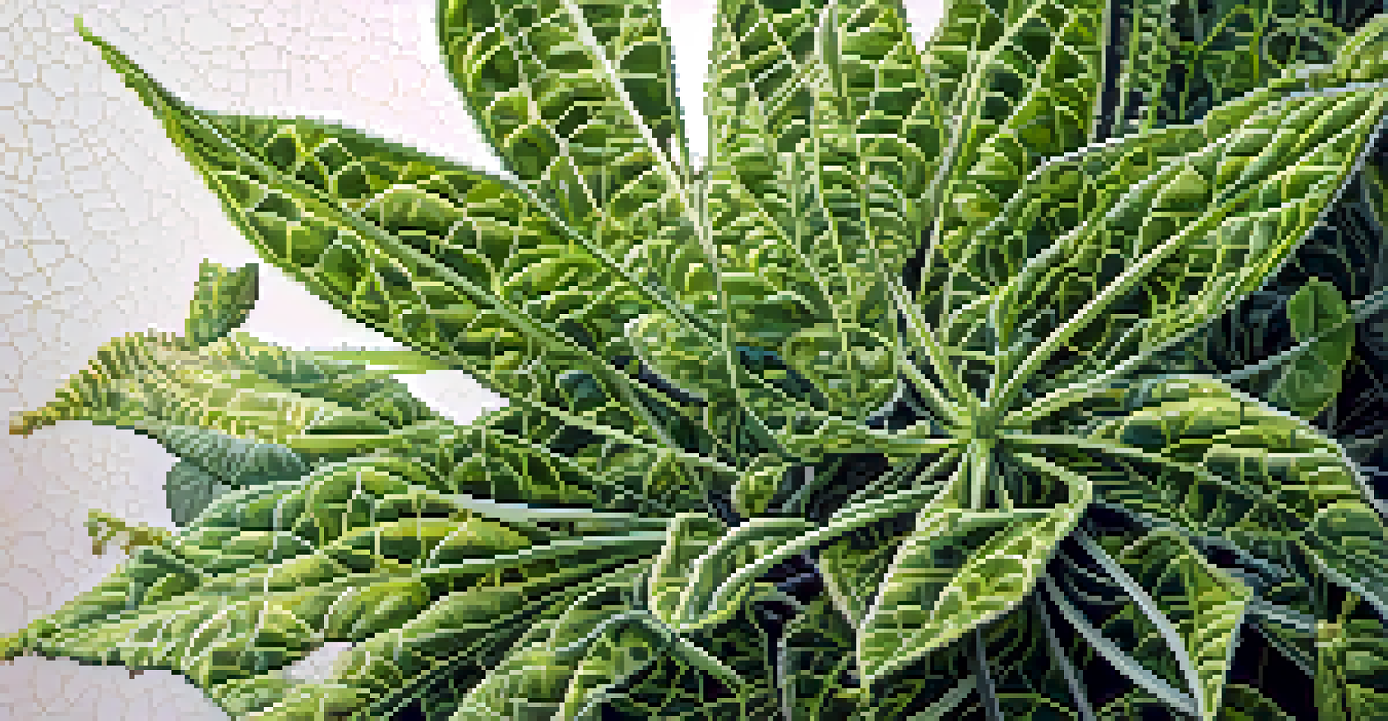 A close-up view of a plant showing spider mite damage with fine webbing across the leaves.