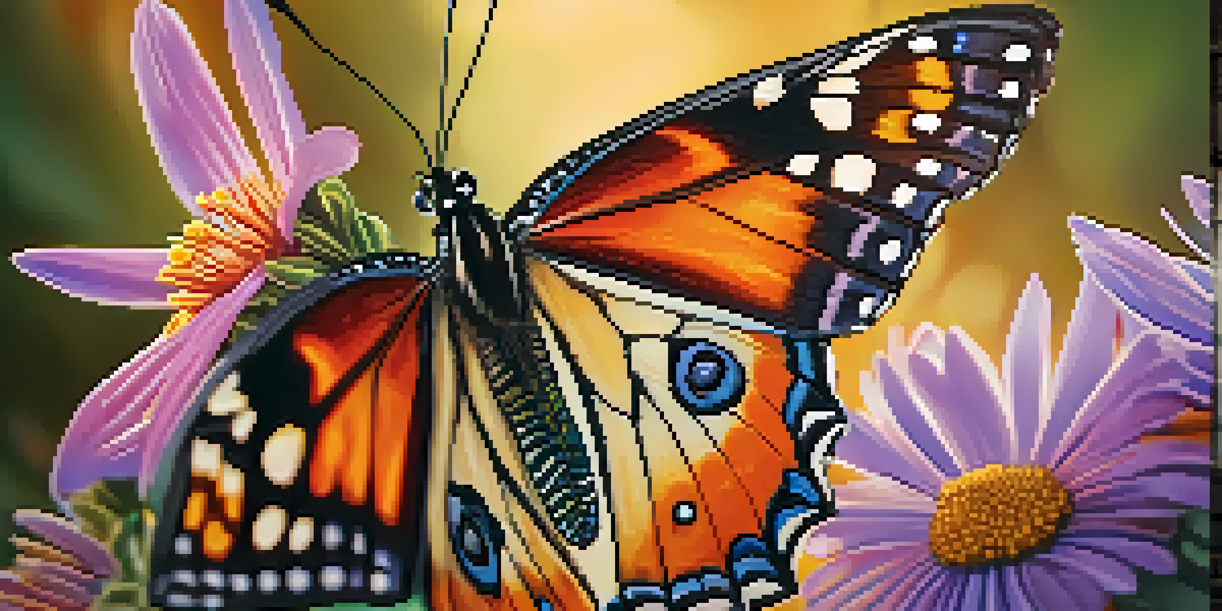 A close-up of a butterfly on a flower, showcasing detailed wings and a blurred background.