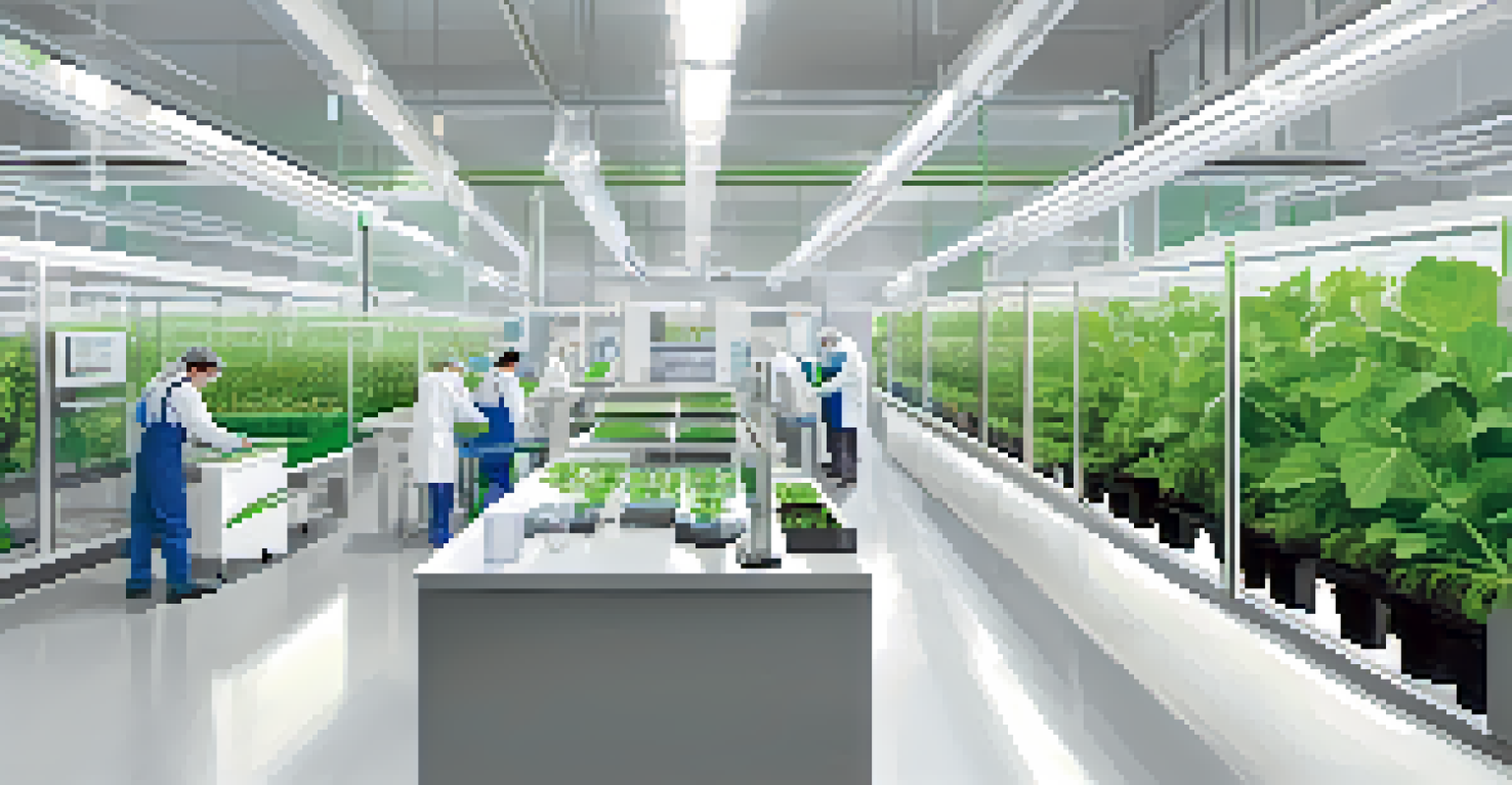 Scientists working in a lab on developing climate-resilient crops using modern technologies.