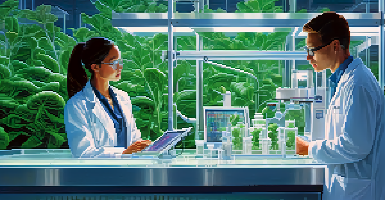 Scientists working in a laboratory on genetic engineering, with a petri dish and computer screen visible.