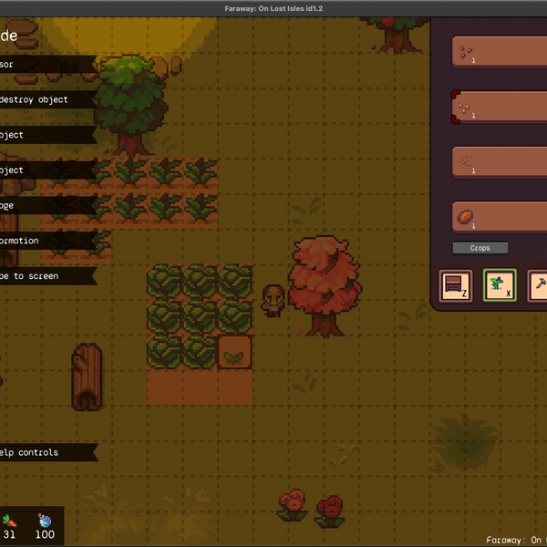 Screenshot of Faraway, a player can be seen building a farm.