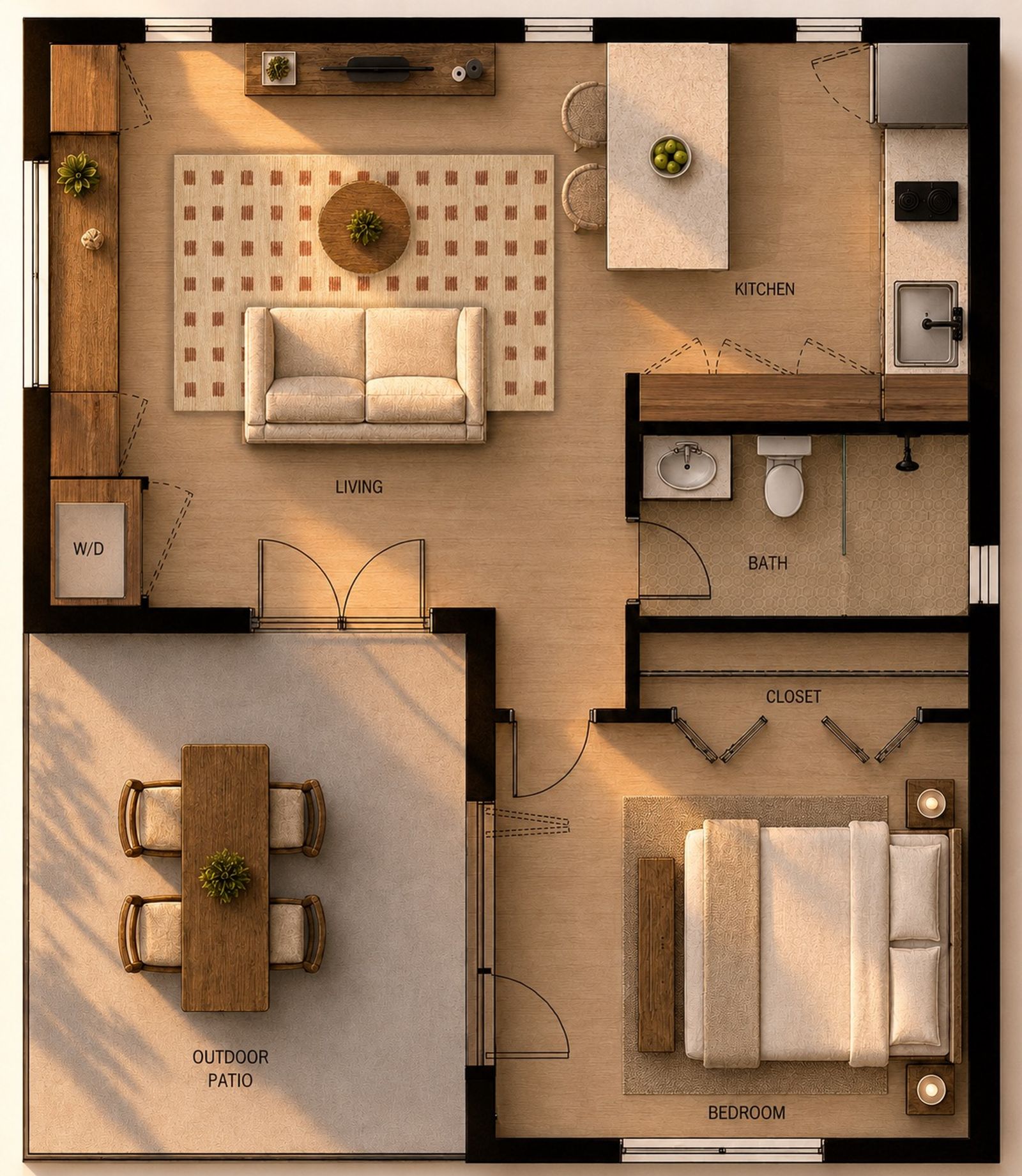 Efficient ADU floor plan that maximizes rentable space