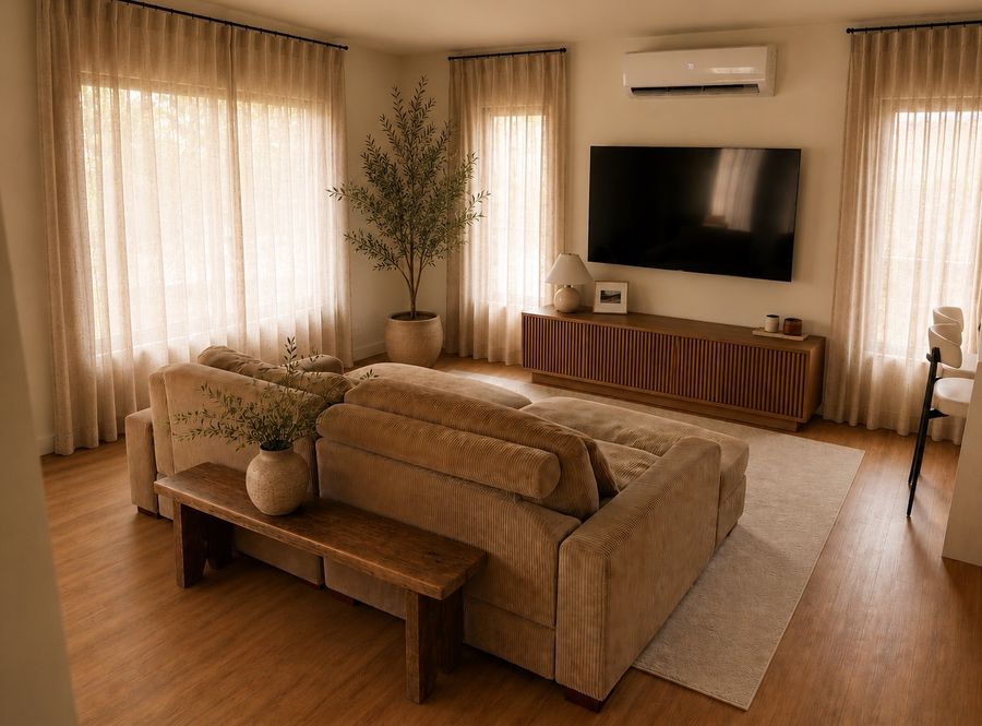 Light-filled living area of the ADU