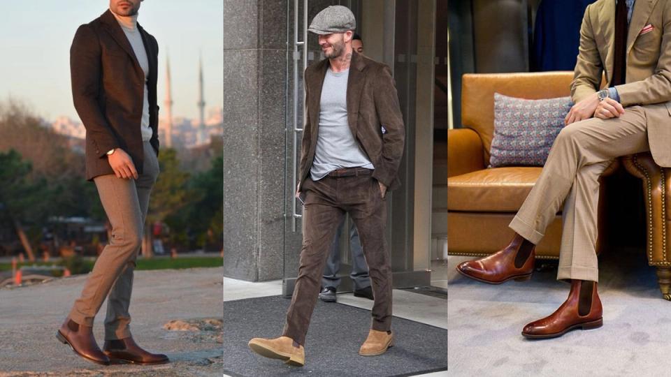 homens usando bota chelsea