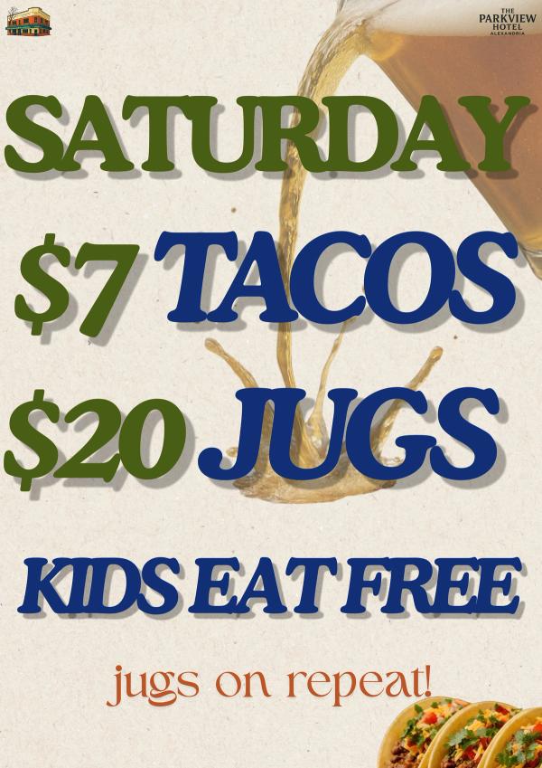 $20 Jugs at Parkview Hotel on Saturday