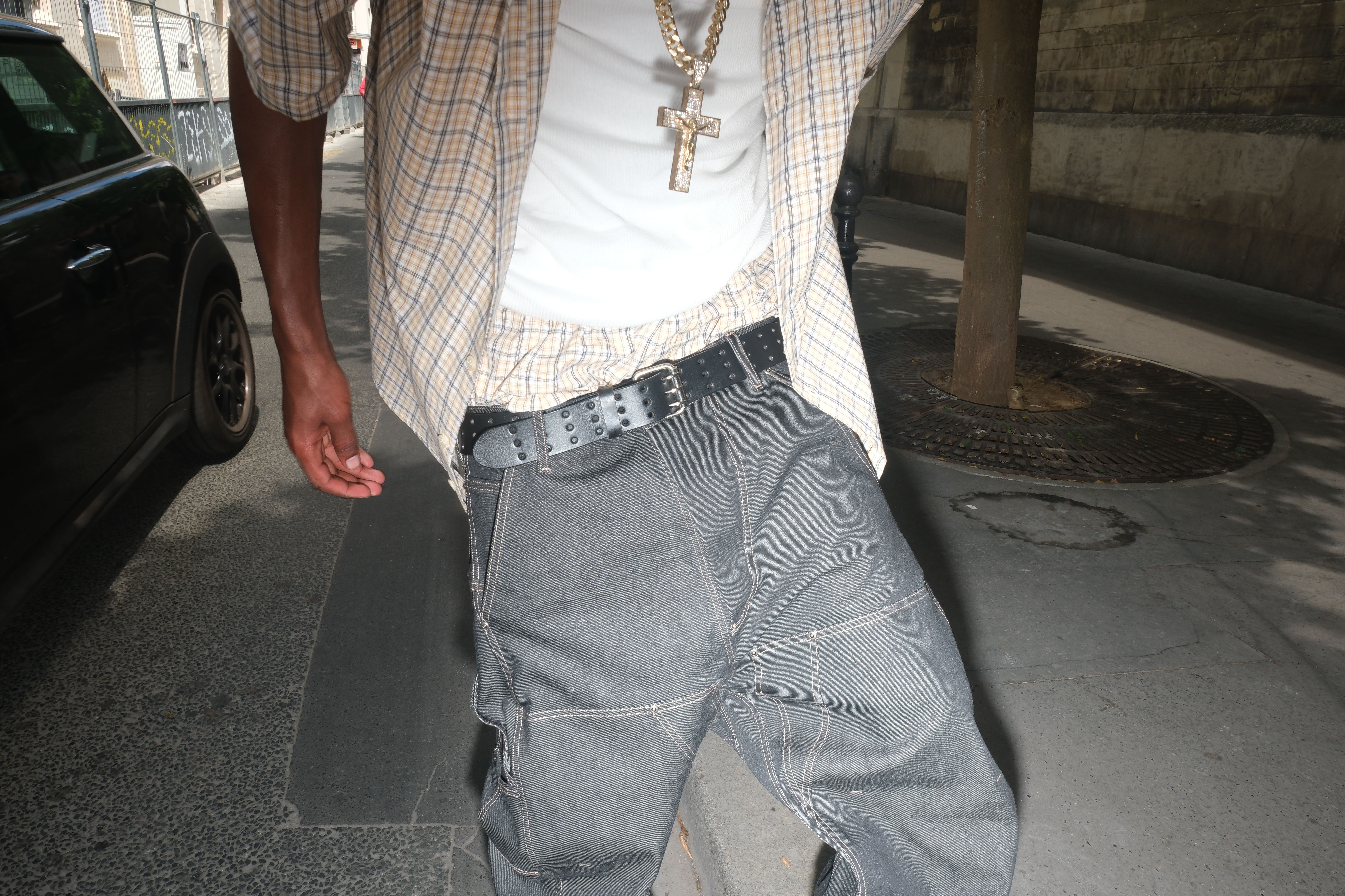 SHORT SLEEVE PLAID SHIRT, DOUBLE TANK, PLAID BOXERS & JIMENEZ DENIM