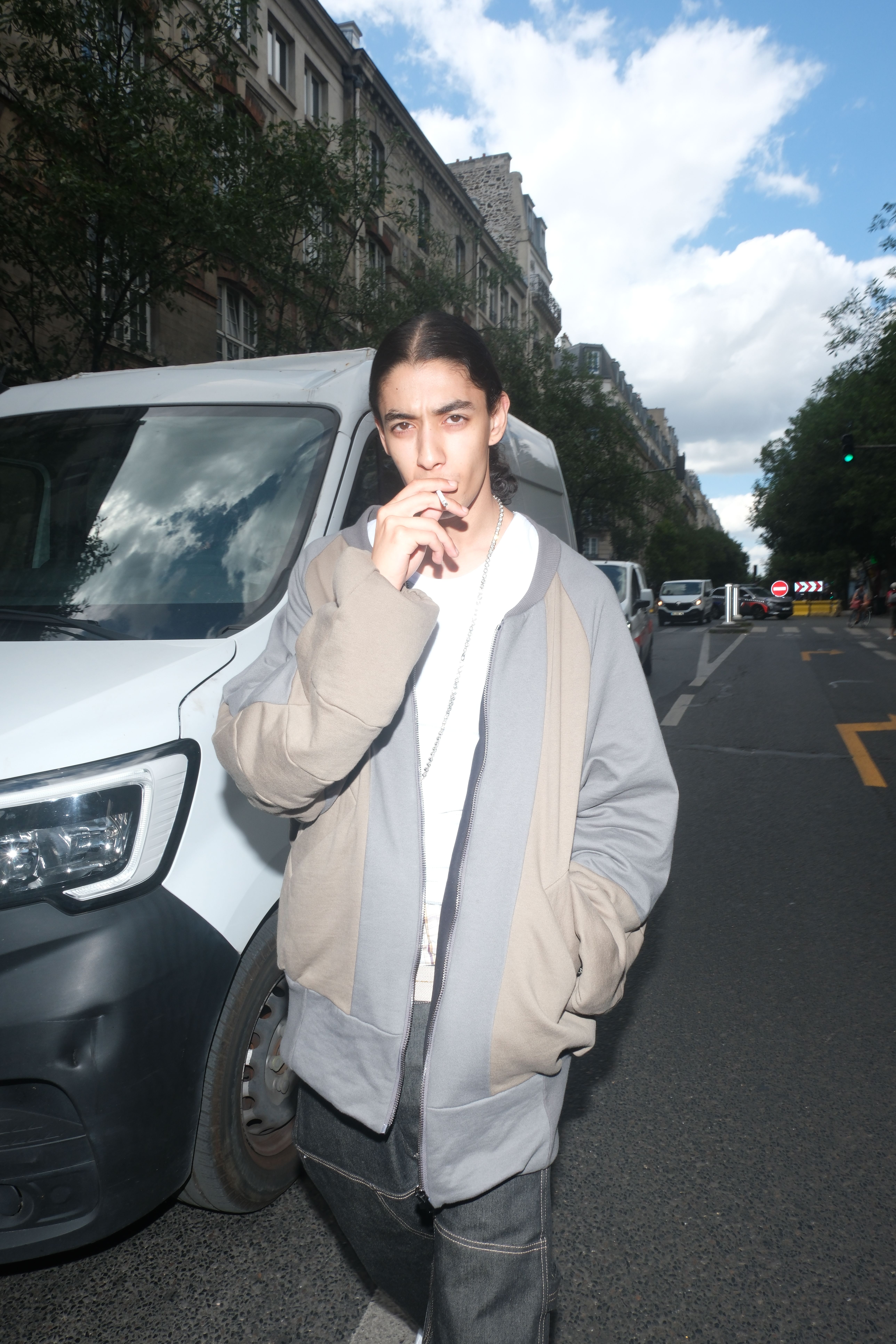 PANELED TERRY BOMBER, DOUBLE TANK, PLAID BOXERS & JIMENEZ DENIM