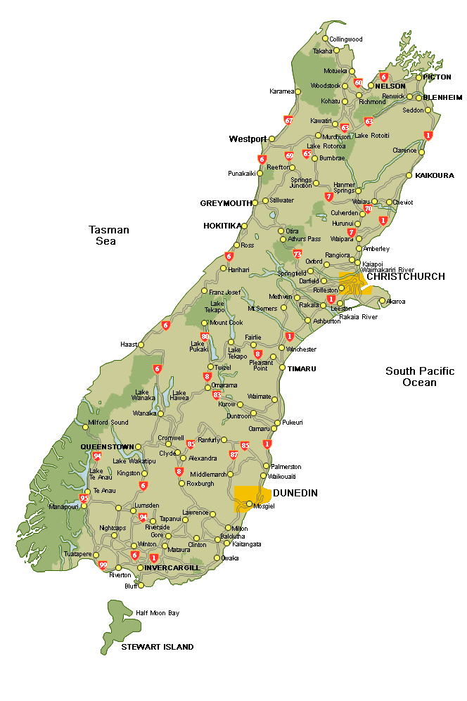 South Island Map