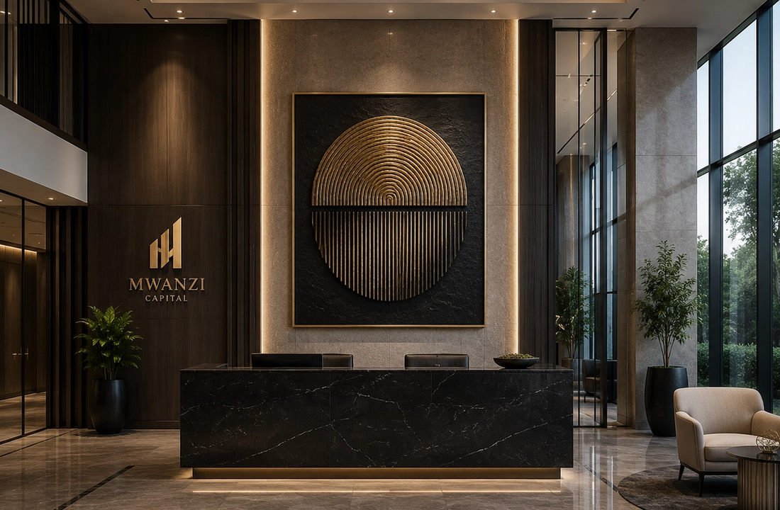 A textured neutral abstract with quiet movement and architectural depth.