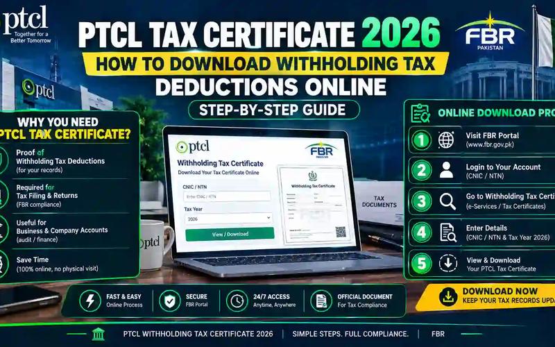 PTCL Tax Certificate 2026: How to Download Withholding Tax Deductions Online